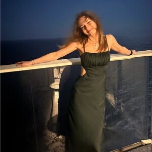 Hello Molly Dark Green Maxi Dress with Side Cutouts